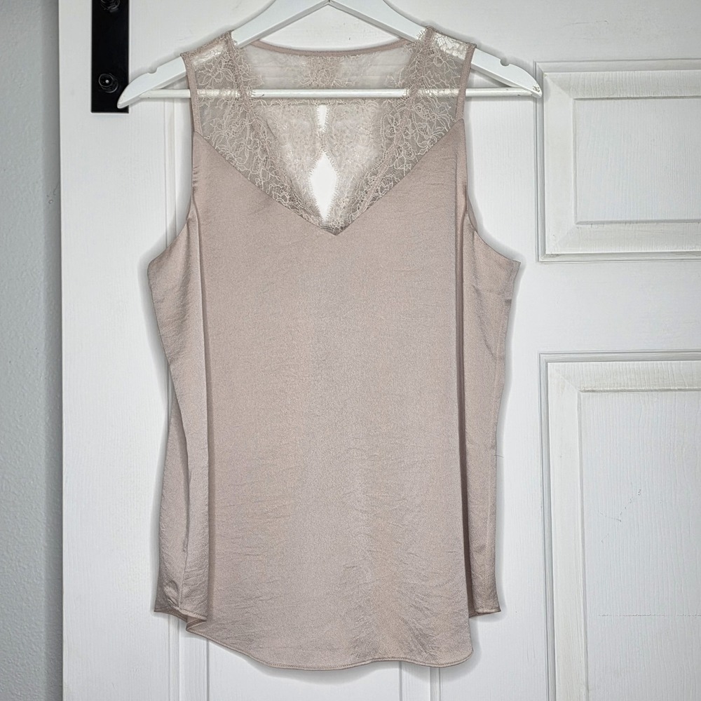 Express NEW Pink Solid Lace Trim Camisole Tank Top, Women's Size M Regular
